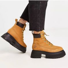 Timberland Sky 6” Women’s Platform Lace Wheat Boots Sz10/New Brand New Without Original Box! Never Worn! Size:Us 10 /Eur:41/Heel:2.5”/Platform:2” Color: Wheat Material: Leather/Waterproof Material/ Waterproof/Lace Up/Ankle Boots/ If You Have Any Questions Please Let Me Know Via Message! Happy Shopping! Timberlands Shoes, Timberlands Women, Lace Up Ankle Boots, Moto Boots, Soft Style, Wheat, New Color, Womens Boots, Happy Shopping