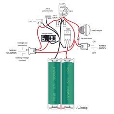 two batteries connected to each other with wires attached to the battery and wiring diagram below