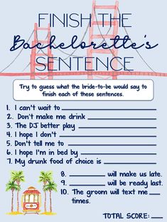 a poster with the words finish the bachelor's sentence