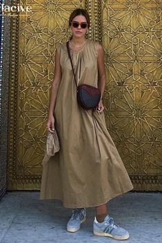 43653656903724|43653656936492|43653656969260 Bohemian Maxi Dress In Solid Color, Bohemian Solid Color Maxi Dress, Casual Solid Color Maxi Dress For Daywear, Chic Ankle-length Maxi Dress, Bohemian Sleeveless Solid Color Maxi Dress, Bohemian Sleeveless Maxi Dress In Solid Color, Casual Brown Sleeveless Maxi Dress, Casual Brown A-line Maxi Dress, Casual Ankle-length Summer Dresses