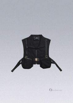 a black vest flying through the air with two zippers on it's sides