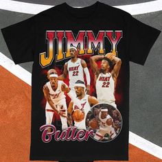 Jimmy Butler Miami Heat, Miami Basketball, Heat Basketball, Basketball Black, Jimmy Butler, Nba Shirts, Basketball Tees, Basketball Shirts, Aesthetic Shirts