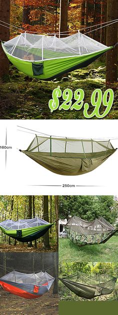 an image of a hammock with mosquito netting on the top and below it