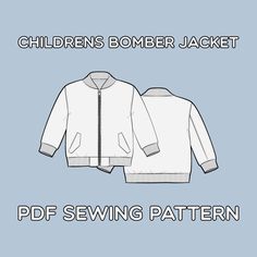 PDF sewing pattern for a children's bomber jacket with step by step sewing instructions, ready to print on 8.5 x 11" standard printer paper. Bomber jacket has a boxy cut, lined with faux flap pockets. DIFFICULTY LEVEL: HARD FABRIC: 3/4 yards of woven fabric 1/4 yard of ribbing 1/2 yard lining 1/4 yard interfacing TRIMS: Zipper Suggested fabric: Mid weight Wool / Twill / Polyester Fabric requirement is calculated for 60" wide fabric. If you have any further questions or comments send us a message Boys Jackets Kids, Boys Sewing Patterns, Boy Sewing, Boys Pattern, Sewing Patterns For Kids, Sewing Pattern Sizes, Diy Sewing Projects, Boys Jacket, Sewing For Kids