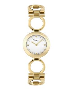 Salvatore Ferragamo Womens Gancino Gold 28mm Bracelet Fashion Watch SF8200719 / NEW WITH TAGS MSRP $1195 100% New, Authentic Luxury from Direct Luxury Brand New · Stainless Steel Salvatore Ferragamo Gancino Bracelet Bracelet Watch 28mm Gold Case Gold Bracelet White Enamel Dial 3 ATM Jewelry Clasp Buckle Slim Watches, Jewelry Clasps, Yellow Gold Bracelet, Quartz Bracelet, Bracelet Collection, Gold Case, White Enamel, Stainless Steel Bracelet, Quartz Watch