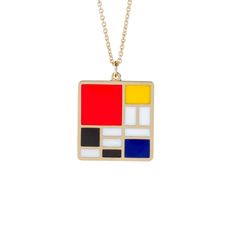 14k Solid Gold -Mondrian Inspired Enamel coloured Pendant with a 14k Gold Chain NOT PLATED- is made for the Art Lovers, who likes to carry on colours within their soul.  Unique-Special Design hand made in order to brighten your everyday. Both pendant and chain are 14k Yellow Solid Gold.  IF YOU DO NOT WANT THE CHAIN PLEASE SELLECT: 00 Inches CHAIN You are very special to have a unique design on you In order to choose your Necklace size please measure your neck- leave some space as you like-decid Jewellery Atelier, Piet Mondrian Art, Mondrian Art, Special Necklace, Piet Mondrian, Art Pendant, Pretty Box, Elegant Art, Special Jewelry