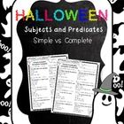 halloween subjects and predicates simple vs complete worksheet for grade 3 students