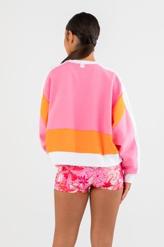 The Confidence Sweater in Candy Pink and Neon Orange will have you oozing confidence. Featuring a comfortable oversized fit and bold preppy color block details, it's the total fusion of comfort and effortless street style. Once you throw it on, you’ll never want to take it off. Take It Off, Candy Pink, Shorts With Tights, Just Dance, Pink Candy, Neon Orange, Leotards, Matching Sets, Color Block