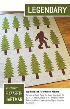 the pattern is for a rug with a bigfoot and trees on it