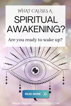 an eye with the words what cause a spirital awakeing? are you ready to wake up?