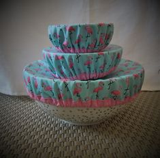 three bowls are stacked on top of each other