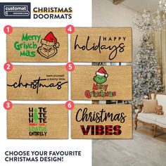 christmas doormats with the names of different types