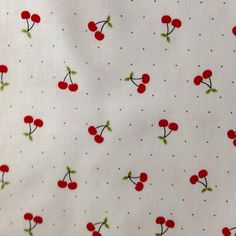 One Half Yard of fabric measuring approximately 43/44 inches wide. 100% cotton. Multiple orders will ship as one continuous piece of fabric. Small red cherries and green leaves are tossed among black pin dots on a white background. Red cherry bunches are about 1/2 inch long. Convo me if you have any Questions !! Cherry Fabric, Cow Print Fabric, Puff Quilt, Cherry Pattern, Manic Pixie Dream Girl, Vintage Cherry, Cute Fabric, Big Little Reveal, Cherry Cola