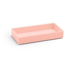 a pink rectangular tray on a white background