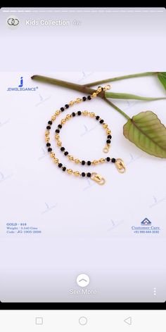 Nazariya Bracelet For Baby, Gold Jewels Design, Black Beads Mangalsutra Design, New Gold Jewellery Designs, Modern Gold Jewelry, Gold Mangalsutra Designs