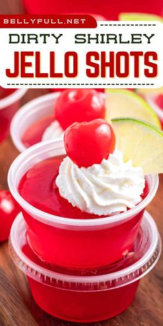 Kick off your summer party with our Dirty Shirley Jello Shots recipe! These fun, easy summer cocktails combine cherry jello, lemon-lime soda, grenadine, and vodka for a nostalgic twist. Perfect as an alcoholic 4th of July beverage! Crazy Cocktails, Shirley Temple Drink, Dirty Shirley, Cranberry Jello, Jello Flavors, Bachelorette Drink, Frosted Lemonade, Lemon Jello