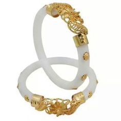 Enamel White and Off White color Bangles in Metal Alloy studded with Artificial White Metal Bangle Jewelry, Adjustable White Metal Bangle, Traditional White Metal Bracelet, Adjustable White Bangle, White Bangles, Metal Bangles, Eid Special, Off White Color, White Color