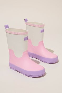 Kids RainbootCotton On Kids - Kids Rainboot - Lilac Drop/Blush Pink StripeKids | Girls | ShoesKids | Girls | ShoesKids | Girls | Shoes Casual Pink Rain Boots For Outdoor, White Round Toe Rain Boots For Spring, White Waterproof Rain Boots For Spring, Waterproof White Boots For Spring, White Waterproof Boots For Spring, Pink Waterproof Spring Boots, Cute Multicolor Spring Boots, Pink Playful Boots With Round Toe, Playful Pink Boots With Round Toe