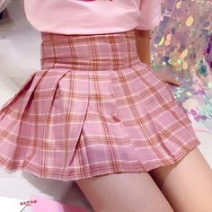 [Waist 60-110CM] Kawaii Grid Stretchy Pleated Skirt C01217 Pink Harajuku Style Skort, Pink Fitted Harajuku Skort, Pink Harajuku Fitted Skort, Pink Harajuku Mini Skort, Cute Mini Skirt For School, Harajuku Pink Mini Skort, Harajuku Style Pink Mini Skort, Kawaii Summer School Skirt, Pink Cotton Kawaii Skirt