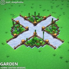 an image of a garden design in the game town center designs, with lots of plants and