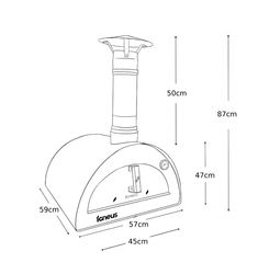 an oven with the measurements for it