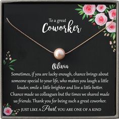 Coworker Gift Christmas gifts for Coworkers Gift Ideas Farewell Gift for Coworker Gift Women Coworker Christmas gift, Coworker Goodbye gift Law Necklace, First Day Of College, Birthday Gift For Sister, New Job Card, New Job Gift, Job Gifts, In Law Gifts, Stylish Top, Pearl Necklaces