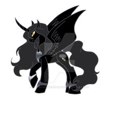 an image of a black pony with yellow eyes