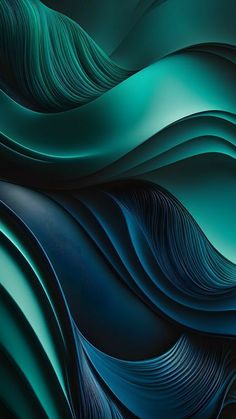 an abstract blue and green background with wavy lines