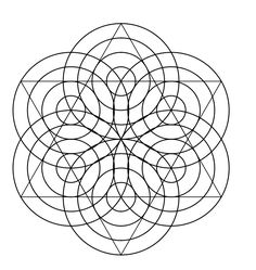 a black and white image of an abstract design with circles in the center, on a white background