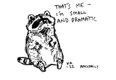 a black and white drawing of a raccoon sitting on the ground with its mouth open