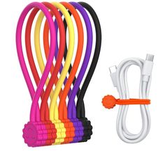 an assortment of different colored cords next to each other