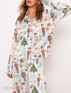 Christmas Nutcracker Pajama Set, Christmas Nutcracker Pajama Set Silk Set sold by Spiritual_Elaine | SKU 93784585 | Printerval Family Pjs, Personalized Pajamas, Adult Pajamas, Womens Halter Tops, Custom Aprons, Christmas Pjs, Silk Set, Family Christmas Pajamas, Bachelorette Shirts