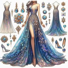 Average Wedding Dress Cost, Blue Ball Gown, Dreamy Gowns, Stunning Prom Dresses, Grooming Tips, Fantasy Dresses, Blue Ball