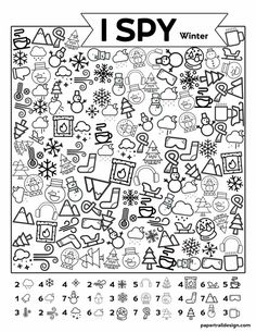 the i spy new year coloring page with numbers and symbols for each item in it