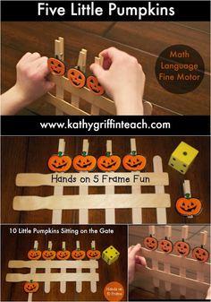 pumpkin themed wooden peg board game for kids to play with