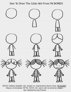 Trin For Trin Tegning, Easy People Drawings, Diy Step, Cartoon Drawings Of People, Draw Cartoon, Directed Drawing, Kids Painting, Stick Figure Drawing, Drawing Step