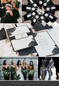 black and white wedding theme with silver accents