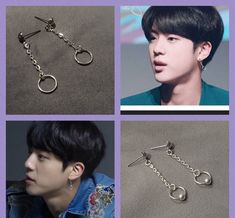 BTS Jin inspired earrings. Available in two styles, ring with ball and without ball. Bts Earrings, Kpop Earrings, Lovely Earrings, Bts Jin, Fashion Earrings, Workout Videos, Etsy Earrings, Dangle Drop Earrings, How To Find Out