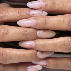 Milky Nails, Light Pink Nails, Minimal Nails, Soft Nails, Star Nails, Sparkly Nails, Minimalist Nails