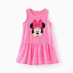 This Minnie Mouse dress is perfect for your toddler's everyday style.
* Product features: Minnie Mouse applique and sequins
* Fabric characteristics: Soft and comfortable
* Piece of product: One dress
* Neckline: Round neck
* Sleeves: Sleeveless
* Style: Shimmery and fashionable
* Fit: Regular Minnie Mouse Applique, Mouse Applique, Mouse Dress, Sequins Fabric, Minnie Mouse Dress, Sequins Dress, Necklines For Dresses, Sequin Fabric, Mickey And Friends