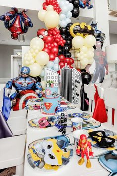 a birthday party with balloons and decorations