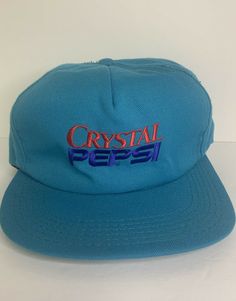 Vintage Crystal Pepsi M & B Headwear Snapback Cap Hat Teal Green Blue -RARE. This is the ultimate in rare Pepsi collectible hats - PEPSI Crystal - embroidered teal colored hat Great Unworn Condition- Great Collectible Hat Ships USPS First Class Mail Crystal Pepsi, Retrowave Aesthetic, Vintage Hats, Vintage Crystal, Teal Colors, Snapback Cap, Teal Green, Hats Vintage, Caps Hats