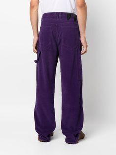 DARKPARK Corduroy straight-leg Cargo Trousers - Farfetch Purple Cotton Cargo Pants, Purple Straight Leg Pants With Cargo Pockets, Purple Corduroy Bottoms With Pockets, Purple Straight Leg Cargo Pants With Pockets, Purple Cotton Bottoms With Belt Loops, Dark Purple Clothes, Slacks Men, Mens Slacks, Cord Trousers