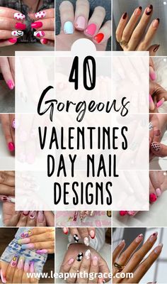 Manicure With Heart Design, Nail Art Designs For Valentines Day, Pink And Gold Heart Nails, Simple Pink Valentines Day Nails, Valentine’s Day French Manicure, Cute Anniversary Nails, Valentines Nails Designs Classy, Heart Designs On Nails, Cute Nails For February