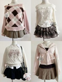 Neapolitan Outfit, Sweaters And Skirts, Himekaji Outfits, Dress Kawaii, Outfits Matching, Cute Skirt Outfits, Outfit Cute, Liz Lisa