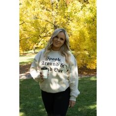 Spook Around and Find Out Introducing the Spook Around Sweatshirt, perfect for the witchy gal. The taupe color and black english font add a touch of bewitching style to your Halloween wardrobe. Get ready to cast a spell and turn heads with this must-have sweatshirt. Witchy Long Sleeve Sweatshirt For Fall, English Fonts, English Font, Cast A Spell, To Cast, Taupe Color, Get Ready, Turn Ons, Wardrobe