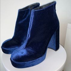 George. J. Love Ankle Boots Beautiful Shiny Blue Velvet Size 9. Brand New No Box. Original $174. Blue Pointed Toe Heeled Boots For Party, Elegant Blue Heels For Winter, Elegant Blue Heeled Boots For Fall, Elegant Blue Heeled Boots For Winter, Blue Heels For Evening In Winter, Blue Heels For Evening Winter Events, Blue Ankle Boot Heels For Fall, Elegant Blue Heeled Boots For Evening, Chic Blue Heeled Boots For Formal Events