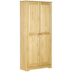 a tall wooden cabinet with two doors