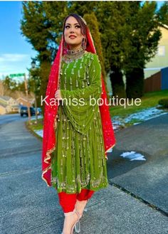 Afghan tradational dress for wedding ,eid, and party Head Turning Outfits, Pakistani Culture, Beautiful Profile, Halter Style Dress, Afghani Clothes, Womens Costumes, Dress For Wedding, Afghan Fashion, Dress Design Patterns