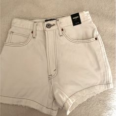 Abercrombie White Denim Mom Shorts, Brand New Never Worn With Tags, Size 24 Or 00 White Cotton Cutoff Jeans, Classic High Waist Cotton Jean Shorts, White Jean Shorts For Spring Everyday Wear, White Cutoff Denim Tops, White Denim Cutoff Tops, White Cutoff Bottoms For Everyday, Trendy White Cutoff Tops, Classic High Rise Cotton Jean Shorts, White Cotton Jean Shorts For Everyday